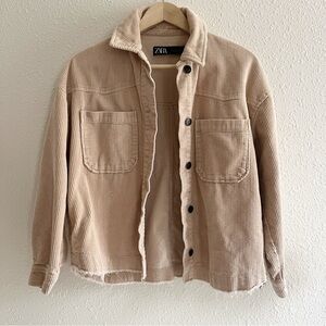 Zara Beige Corduroy Shirt Jacket